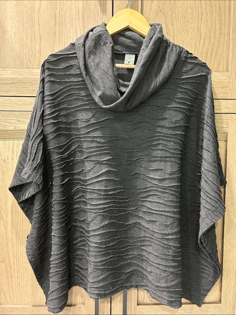 Textured Charcoal Cowl Neck Dolman Sleeve Top